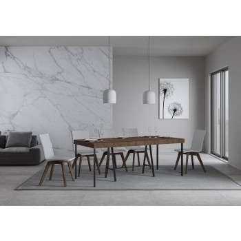 Console Banco, structure anthracite - Console extensible 90 x 40/196 cm, petite table Banco Premium, chêne naturel, structure anthracite