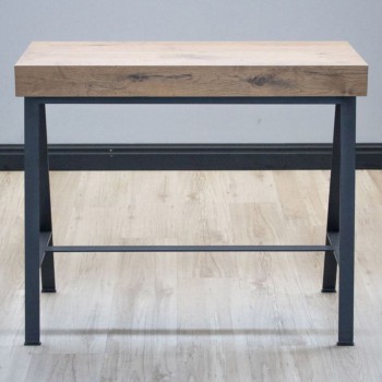 Console Banco, structure anthracite - Console extensible 90 x 40/196 cm, petite table Banco Premium, chêne naturel, structure anthracite