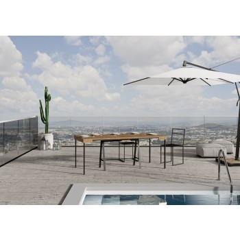 Console avec structure anthracite - Console extensible 90x40/290 cm, banc en sapin teinté avec structure anthracite