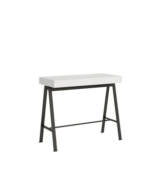 Console extensible 90 x 40 cm, structure anthracite. Comptoir en frêne blanc.
