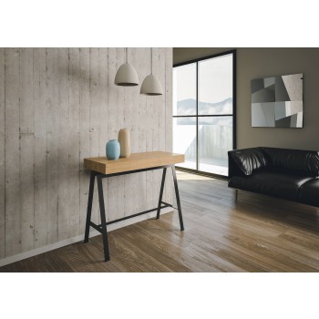 Console Banco avec structure anthracite - Console extensible 90x40/300 cm Banco Premium Chêne Nature structure avec structure anthracite