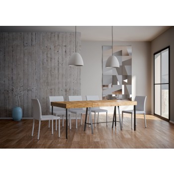 Console Banco avec structure anthracite - Console extensible 90x40/300 cm Banco Premium Chêne Nature structure avec structure anthracite