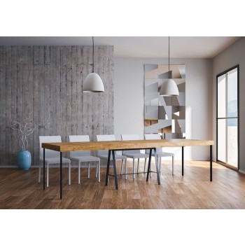 Console Banco avec structure anthracite - Console extensible 90x40/300 cm Banco Premium Chêne Nature structure avec structure anthracite