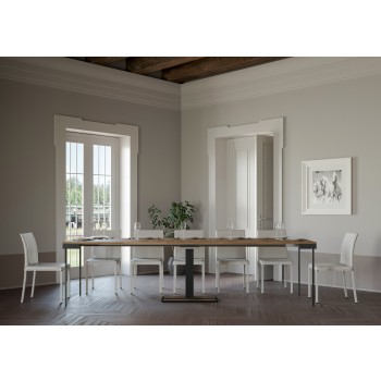 Console Capital Evolution avec structure anthracite - Console extensible 90x40/290 cm Capital Evolution sapin teinté avec structure anthracite