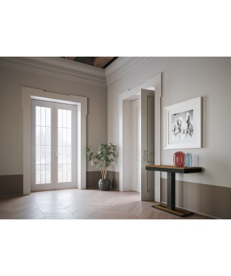 Console Capital Evolution avec structure anthracite - Console extensible 90x40/290 cm Capital Evolution sapin teinté avec structure anthracite