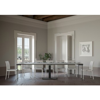 Console Capital Evolution avec structure anthracite - Console extensible 90x40/300 cm Capital Evolution Chêne Naturel avec structure anthracite