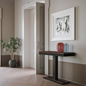 Console Capital Evolution avec structure anthracite - Console extensible 90x40/300 cm Capital Evolution Chêne Naturel avec structure anthracite