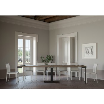 Console Capital Evolution avec structure anthracite - Console extensible 90x40/300 cm Capital Evolution Chêne Naturel avec structure anthracite