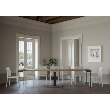 Console Capital Evolution avec structure anthracite - Console extensible 90x40/300 cm Capital Evolution Chêne Naturel avec structure anthracite