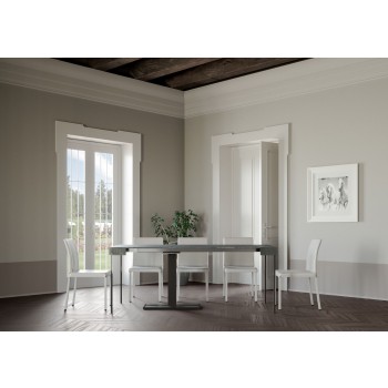 Console Capital avec cadre anthracite - Console extensible 90x40/196 cm Capital Small en frêne blanc avec cadre anthracite