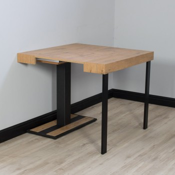 Console Capital avec cadre anthracite - Console extensible 90x40/196 cm Capital Small en frêne blanc avec cadre anthracite