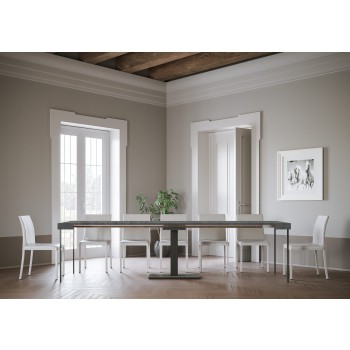 Console Capital avec cadre anthracite - Console extensible 90x40/300 cm en frêne blanc Capital avec cadre anthracite
