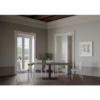 Console Capital avec cadre anthracite - Console extensible 90x40/300 cm en frêne blanc Capital avec cadre anthracite