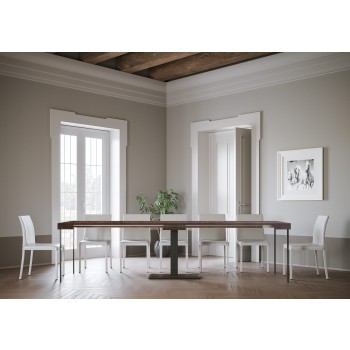 Console Capital avec cadre anthracite - Console extensible 90x40/300 cm en frêne blanc Capital avec cadre anthracite