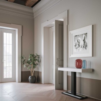 Console Capital avec cadre anthracite - Console extensible 90x40/300 cm en frêne blanc Capital avec cadre anthracite