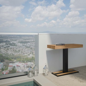 Console Capital avec cadre anthracite - Console extensible 90x40/300 cm en frêne blanc Capital avec cadre anthracite