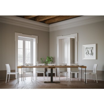 Console Capital avec cadre anthracite - Console extensible 90x40/300 cm en frêne blanc Capital avec cadre anthracite