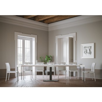 Console Capital avec cadre anthracite - Console extensible 90x40/300 cm en frêne blanc Capital avec cadre anthracite
