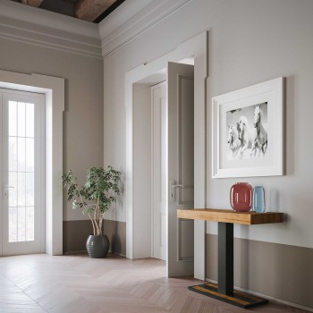 Console Capital avec cadre anthracite - Console extensible 90x40/300 cm en frêne blanc Capital avec cadre anthracite