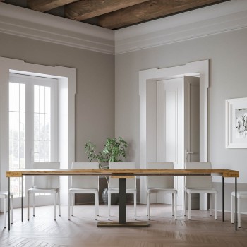 Console Capital avec cadre anthracite - Console extensible 90x40/300 cm en frêne blanc Capital avec cadre anthracite