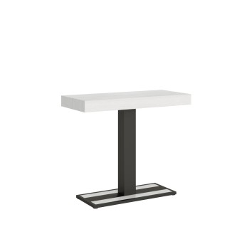 Console Capital avec cadre anthracite - Console extensible 90x40/300 cm en frêne blanc Capital avec cadre anthracite