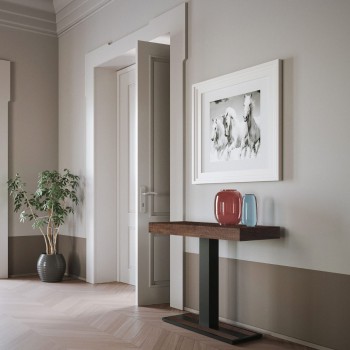 Console Capital avec cadre anthracite - Console extensible 90x40/300 cm Capital Premium Chêne naturel avec cadre anthracite