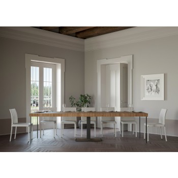 Console Capital avec cadre anthracite - Console extensible 90x40/300 cm Capital Premium Chêne naturel avec cadre anthracite