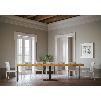 Console Capital avec cadre anthracite - Console extensible 90x40/300 cm Capital Premium Chêne naturel avec cadre anthracite