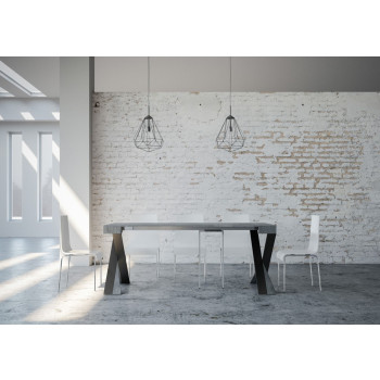 Console Diago avec pieds anthracite - Diago Petite console extensible 90x40/196 cm avec pieds en frêne blanc et anthracite