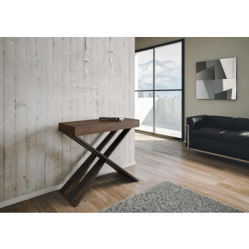 Console Diago avec pieds anthracite - Diago Petite console extensible 90x40/196 cm avec pieds en frêne blanc et anthracite