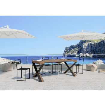 Console Diago pieds anthracite - Console extensible 90x40/290 cm Diago sapin teinté pieds anthracite