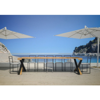 Console Diago pieds anthracite - Console extensible 90x40/290 cm Diago sapin teinté pieds anthracite