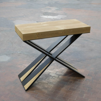 Console Diago pieds anthracite - Console extensible 90x40/290 cm Diago sapin teinté pieds anthracite