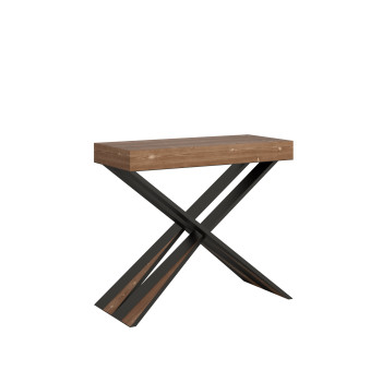 Console Diago pieds anthracite - Console extensible 90x40/290 cm en sapin teinté et pieds anthracite