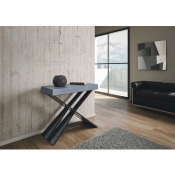 Console extensible Diago avec pieds en frêne blanc et pieds anthracite - 90x40/300 cm Console extensible Diago avec pieds en frêne blanc et pieds anthracite