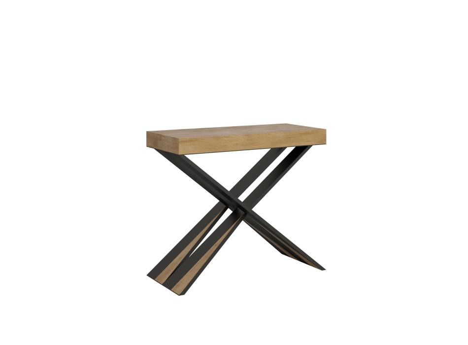 Console Diago avec pieds anthracite - 90x40/300 cm Console extensible Diago Premium avec pieds en chêne naturel et anthracite