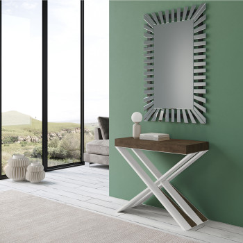 Console Diago pieds blancs - Diago Petite console extensible 90x40/196 cm pieds frêne blanc