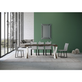 Console Diago pieds blancs - Diago Petite console extensible 90x40/196 cm pieds frêne blanc