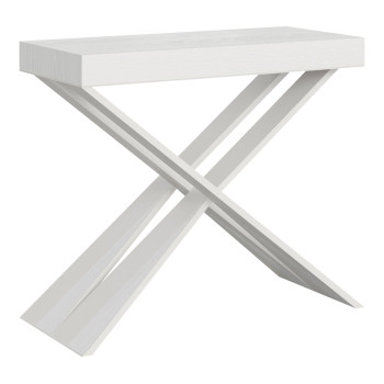 Console Diago pieds blancs - Diago Petite console extensible 90x40/196 cm pieds frêne blanc