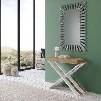 Console Diago pieds blancs - Console extensible 90x40/196 cm Diago Small frêne blanc pieds blancs