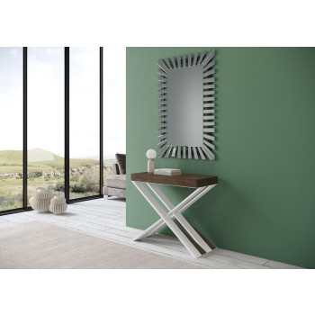 Console Diago pieds blancs - 90x40/300 cm Console extensible Diago pieds frêne blanc