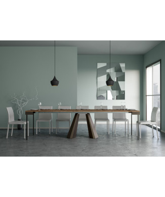 Console Diamante Evolution avec pieds et structure en forme d'ours - Console extensible 90x40/290 cm en sapin teinté Diamante Evolution avec structure et pieds en forme d'ours