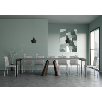 Console Diamante Evolution avec pieds et structure en bois d'ours - Console extensible 90x40/300 cm Diamante Evolution avec structure en chêne naturel et pieds en bois d'ours