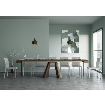 Console Diamante Evolution avec pieds et structure en bois d'ours - Console extensible 90x40/300 cm Diamante Evolution avec structure en chêne naturel et pieds en bois d'ours