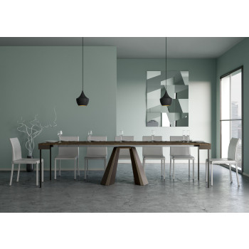 Console Diamante Evolution avec pieds et structure en bois d'ours - Console extensible 90x40/300 cm Diamante Evolution avec structure en chêne naturel et pieds en bois d'ours