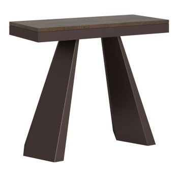 Console Diamante Evolution avec pieds et structure en bois d'ours - Console extensible 90x40/300 cm Diamante Evolution avec structure en chêne naturel et pieds en bois d'ours