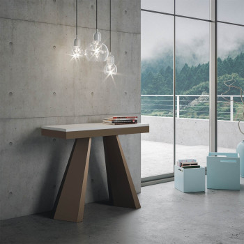 Console Diamante Evolution avec pieds et structure en bois d'ours - Console extensible 90x40/300 cm Diamante Evolution avec structure en chêne naturel et pieds en bois d'ours