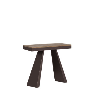 Console Diamante Evolution avec pieds et structure en bois d'ours - Console extensible 90x40/300 cm Diamante Evolution avec structure en chêne naturel et pieds en bois d'ours