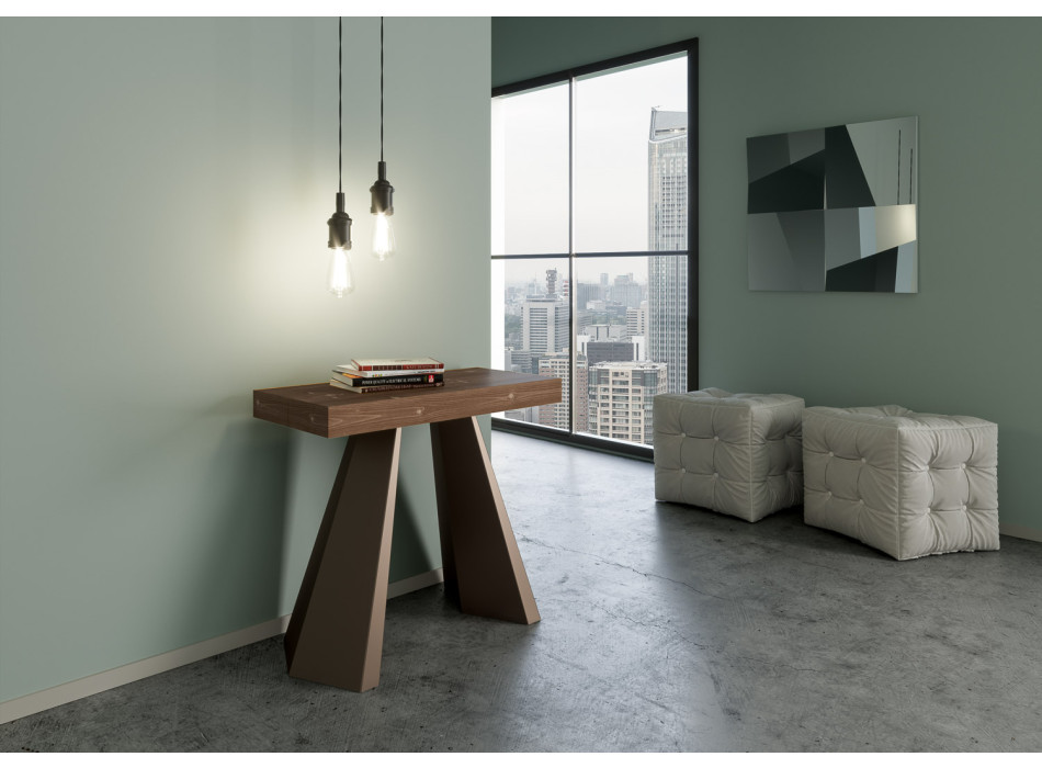 Console Diamante avec pieds ours - Console extensible 90x40/190 cm Diamante Small en sapin teinté avec cadre ours