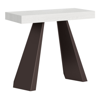 Console Diamante avec pieds ours - Console extensible 90x40/196 cm Diamante Small frêne blanc avec pied ours